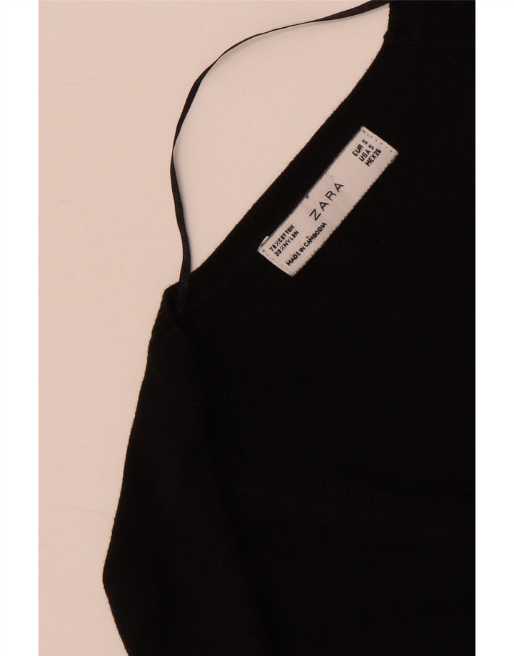 Pulover cardigan pentru femei Zara UK 10 mic bumbac negru