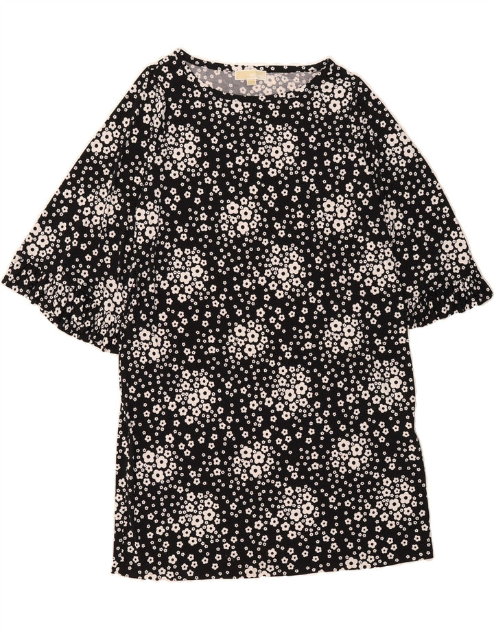 MICHAEL KORS Womens 3/4 Sleeve Basic Dress UK 18 XL Black Floral Polyester Vintage Michael Kors and Second-Hand Michael Kors from Messina Hembry 