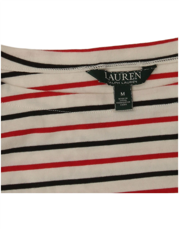 Top pentru femei Ralph Lauren cu mâneci 3/4 UK 12 Medium White Striped