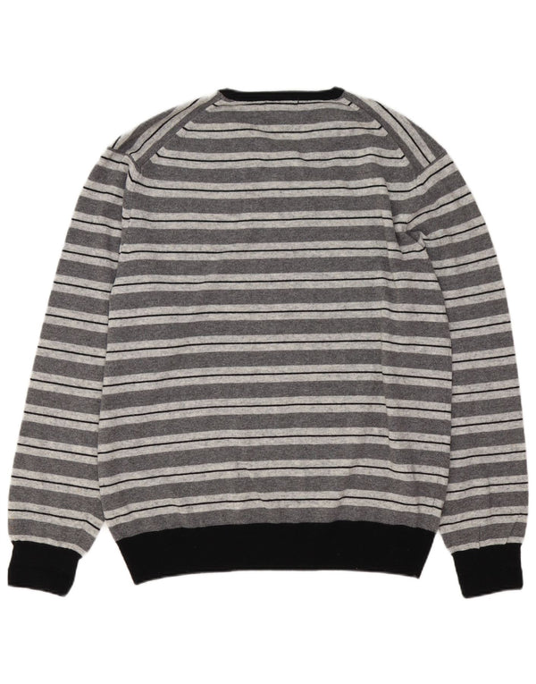 Pulover pentru bărbați Kappa cu decolteu în V, XL, cașmir cu dungi gri