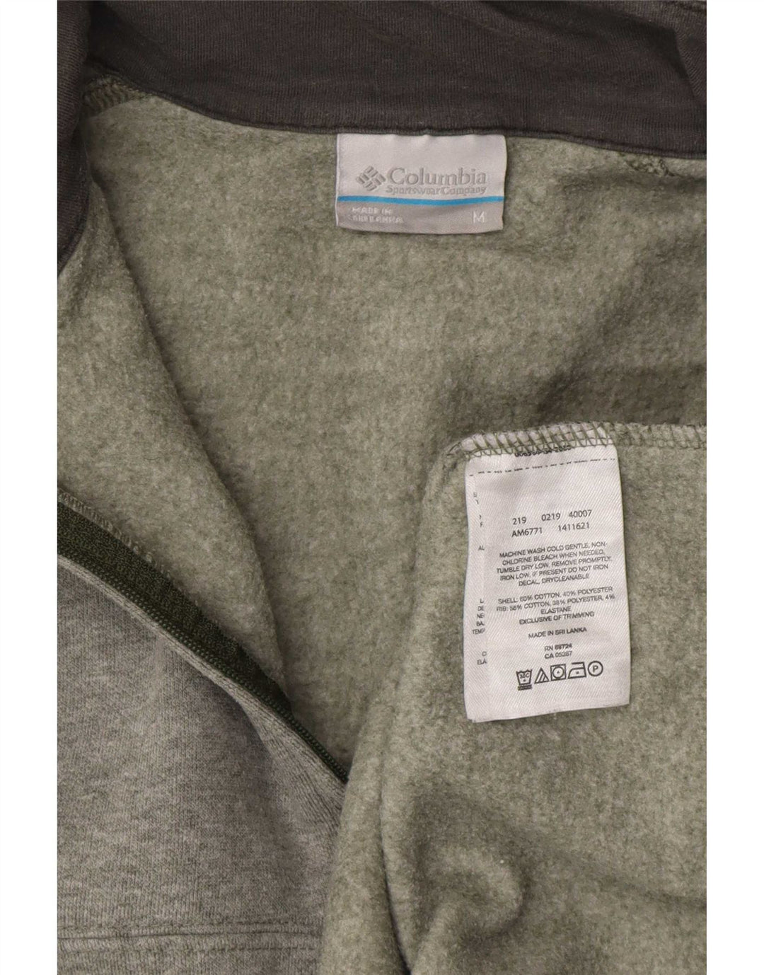 Pulover Columbia pentru femei, cu fermoar și gât, UK 14, bumbac gri mediu
