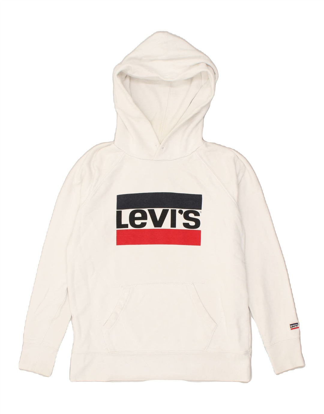 LEVI'S Mens Graphic Hoodie Jumper XS White Cotton | Vintage Levi's | Thrift | Second-Hand Levi's | Used Clothing | Messina Hembry 