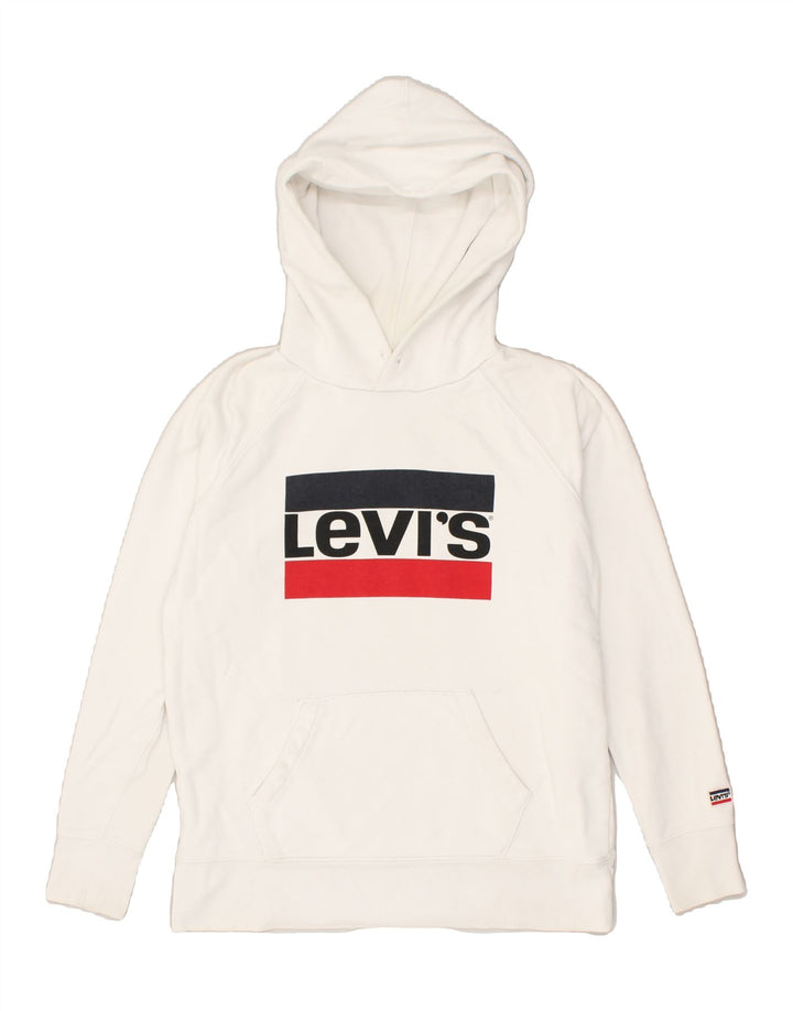 LEVI'S Mens Graphic Hoodie Jumper XS White Cotton | Vintage Levi's | Thrift | Second-Hand Levi's | Used Clothing | Messina Hembry 