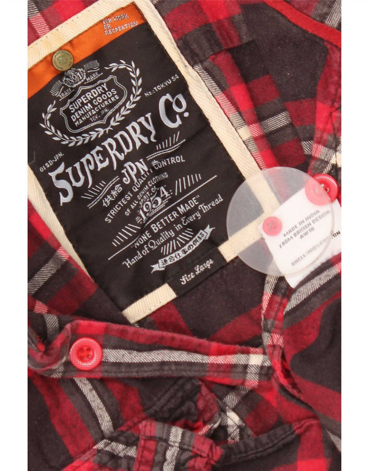 Cămașă de flanel pentru bărbați Superdry, bumbac cu carouri roșii mari