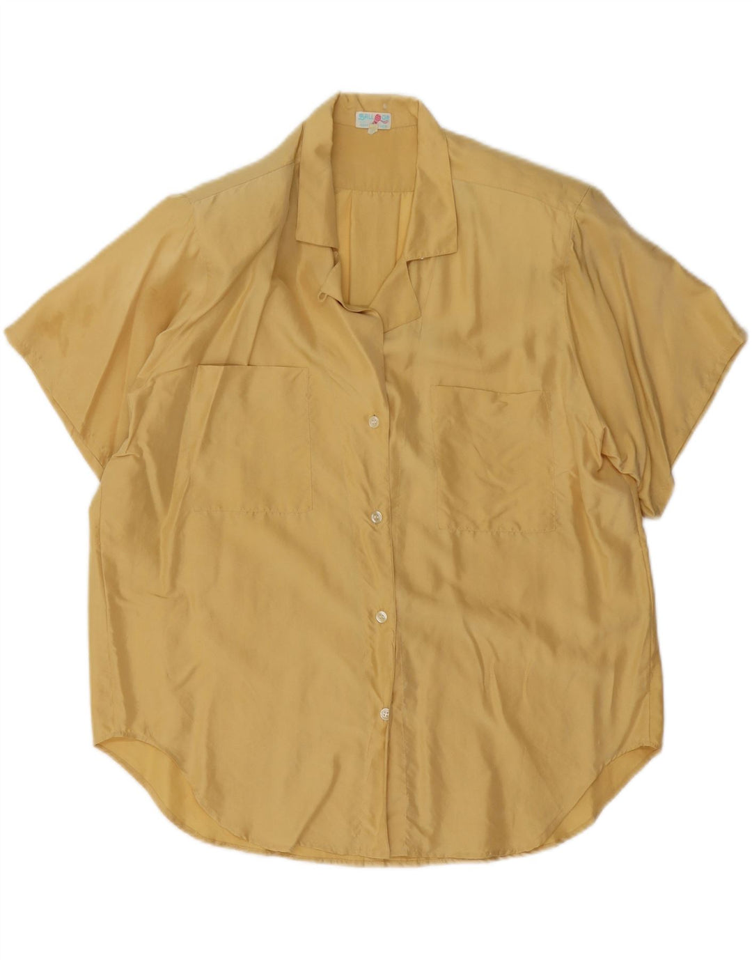 BALLOON Bluză cămașă cu mânecă scurtă supradimensionată pentru femei IT 38 XS mătase galbenă