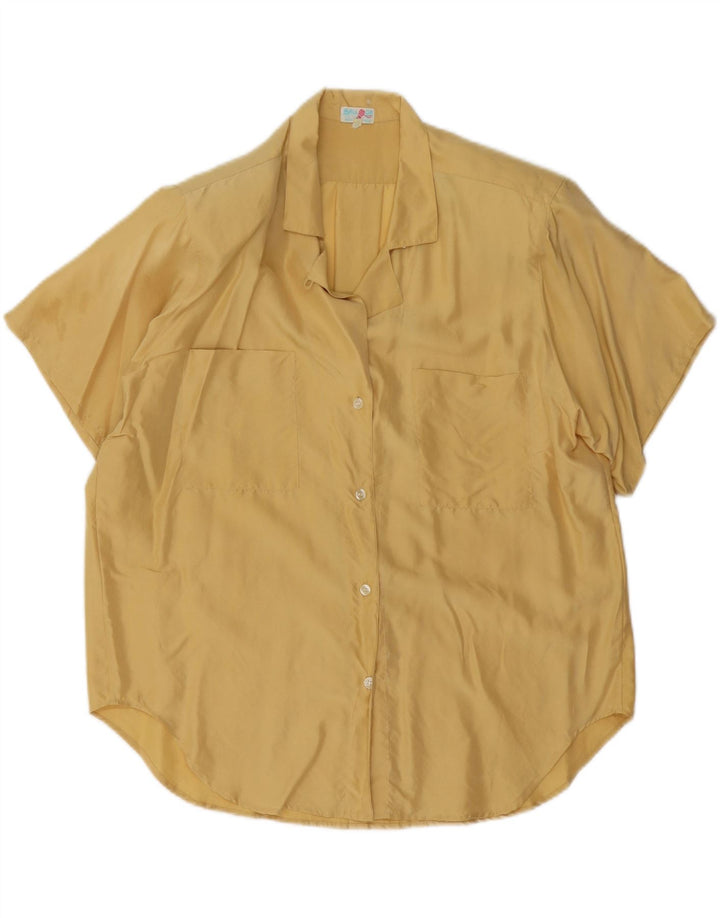 BALLOON Bluză cămașă cu mânecă scurtă supradimensionată pentru femei IT 38 XS mătase galbenă