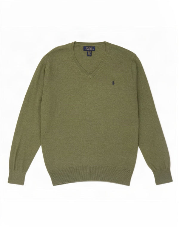 Pulover cu decolteu în V Polo Ralph Lauren pentru băieți 15-16 ani XL verde