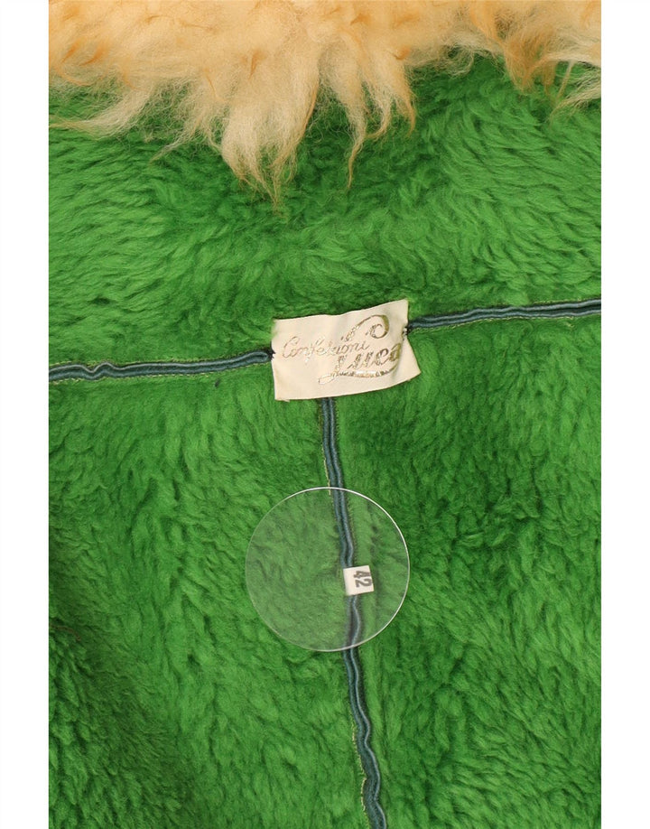 Palton vintage pentru femei din shearling IT 42 verde mediu
