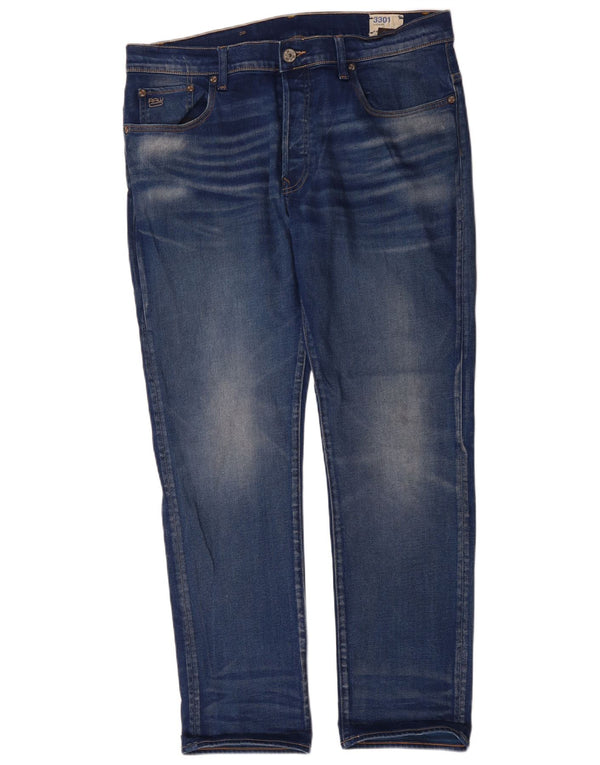 G-Star Mens 3301 Slim Jeans W36 L30 Blue Cotton