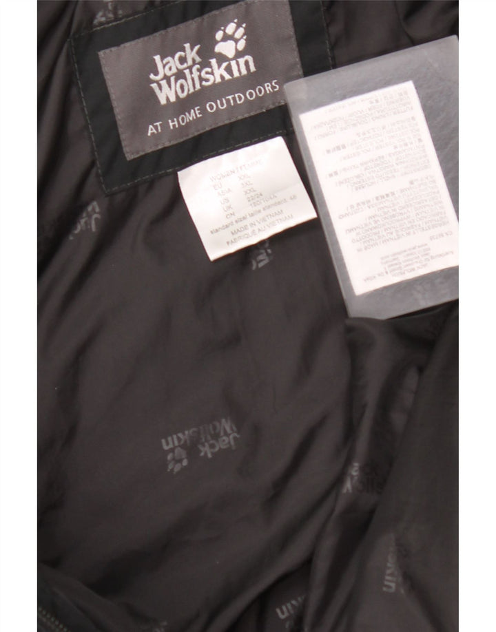JACK WOLFSKIN Palton căptușit cu glugă pentru femei Marea Britanie 22/24 2XL Negru Poliester