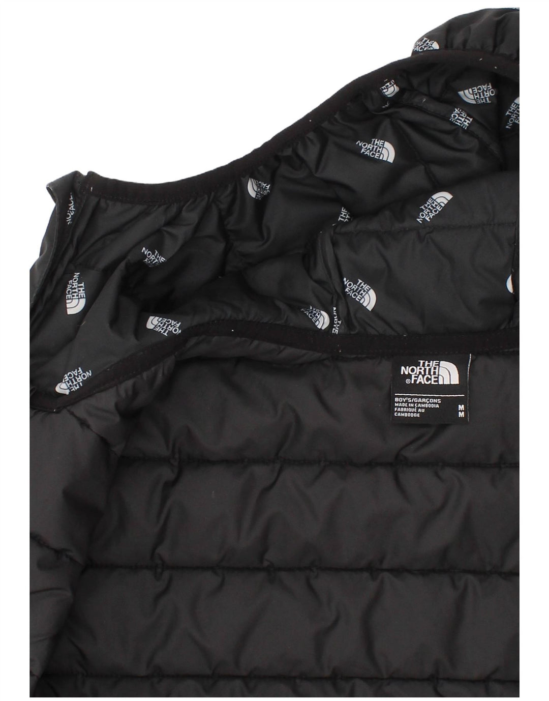 Jachetă căptușită cu glugă The North Face pentru băieți, 9-10 ani, mediu negru