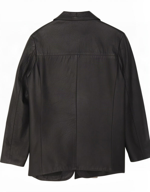 Jachetă vintage din piele cu 2 nasturi pentru bărbați UK 38 Medium Black