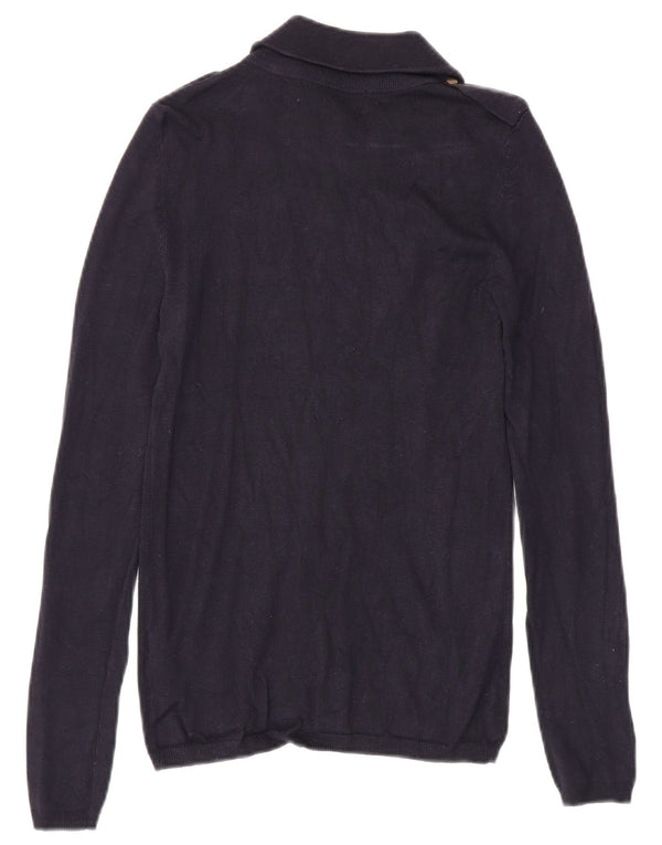 Pulover pentru femei Zara, cu fermoar, cu gât, UK 12, mediu bleumarin, viscoză