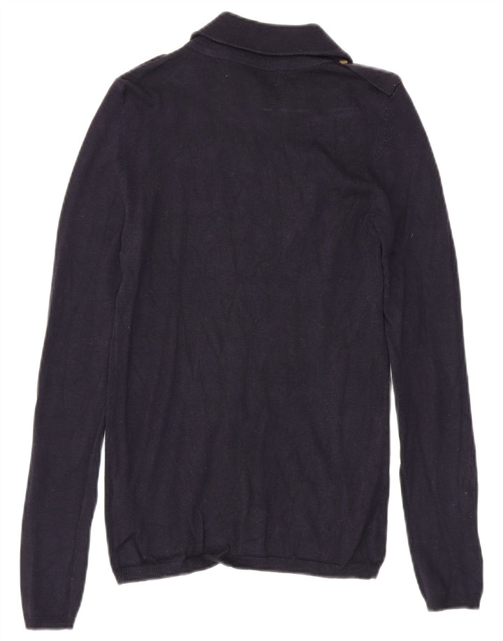 Pulover pentru femei Zara, cu fermoar, cu gât, UK 12, mediu bleumarin, viscoză