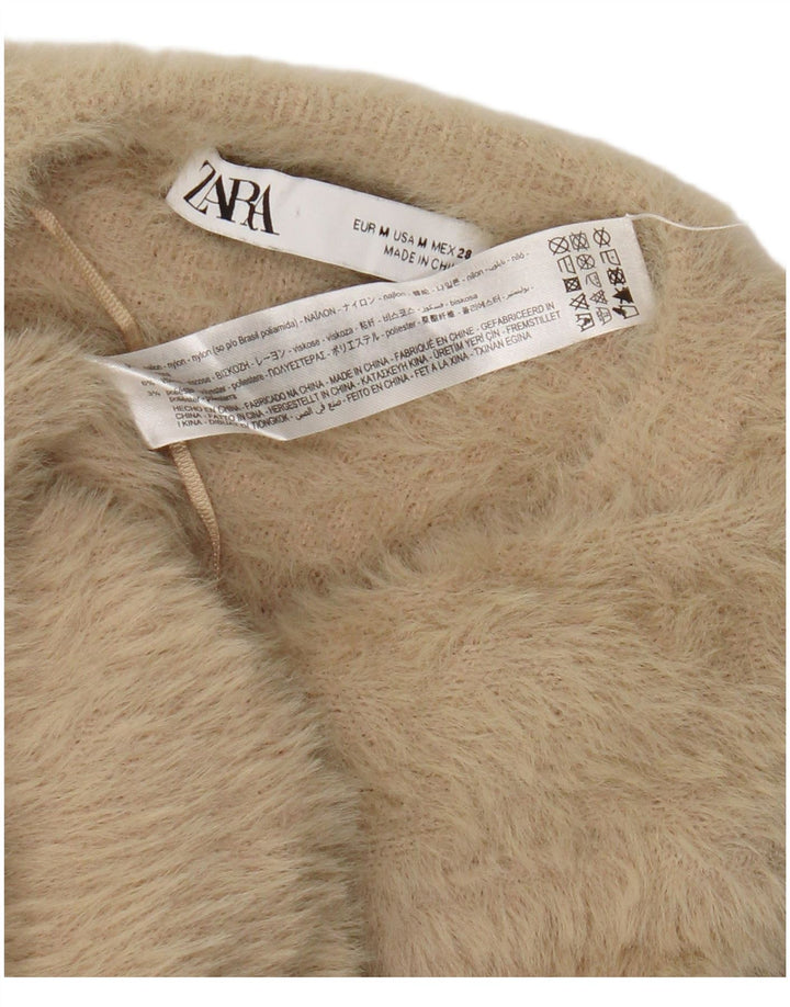 Pulover cardigan pentru femei Zara UK 14 Medium Bej Nailon