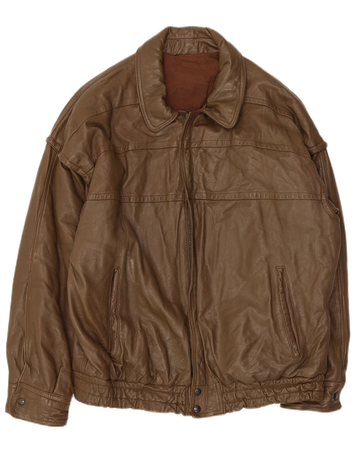 Jachetă de piele vintage pentru bărbați UK 40, piele mare kaki