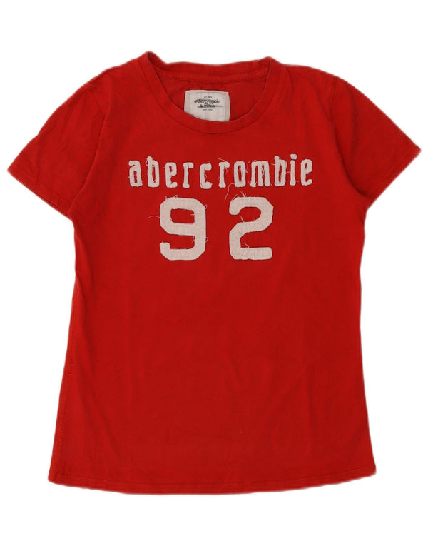 Tricou grafic pentru femei Abercrombie & Fitch Top UK 12 Bumbac roșu mediu