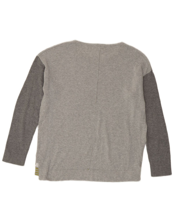 White Stuff Top supradimensionat pentru femei cu mânecă lungă UK 10 Small Gri Colorblock
