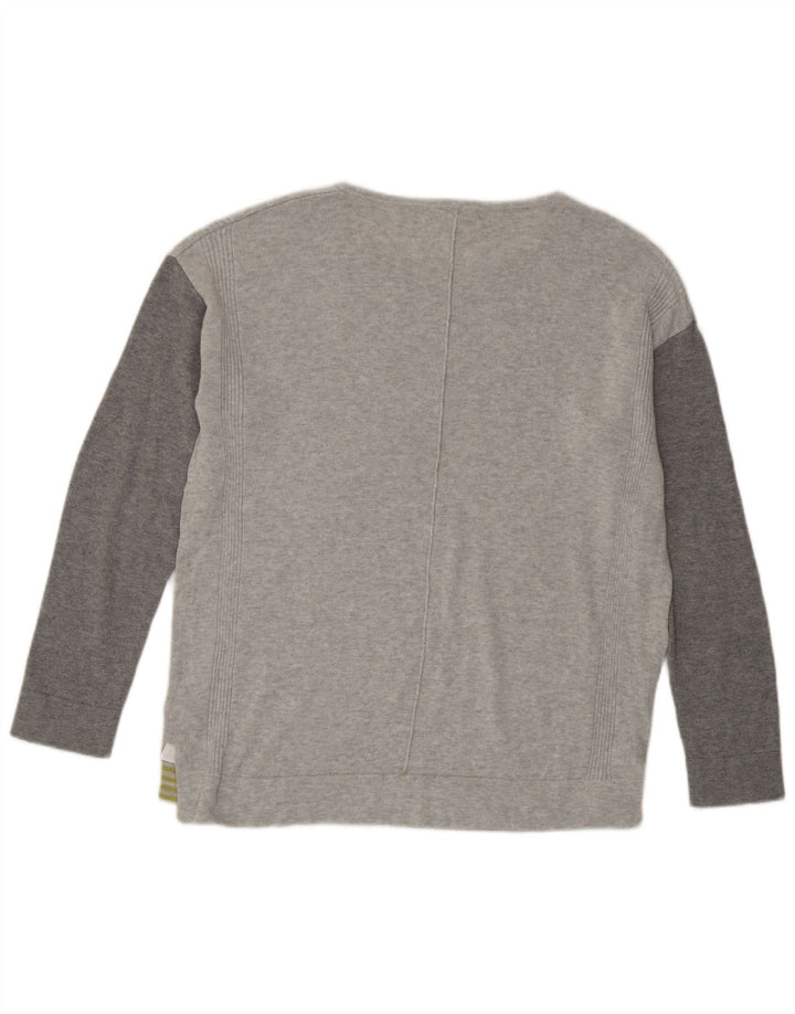White Stuff Top supradimensionat pentru femei cu mânecă lungă UK 10 Small Gri Colorblock