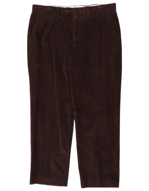 Marks & Spencer Pantaloni croiți pentru bărbați din velur W36 L29 maro bumbac