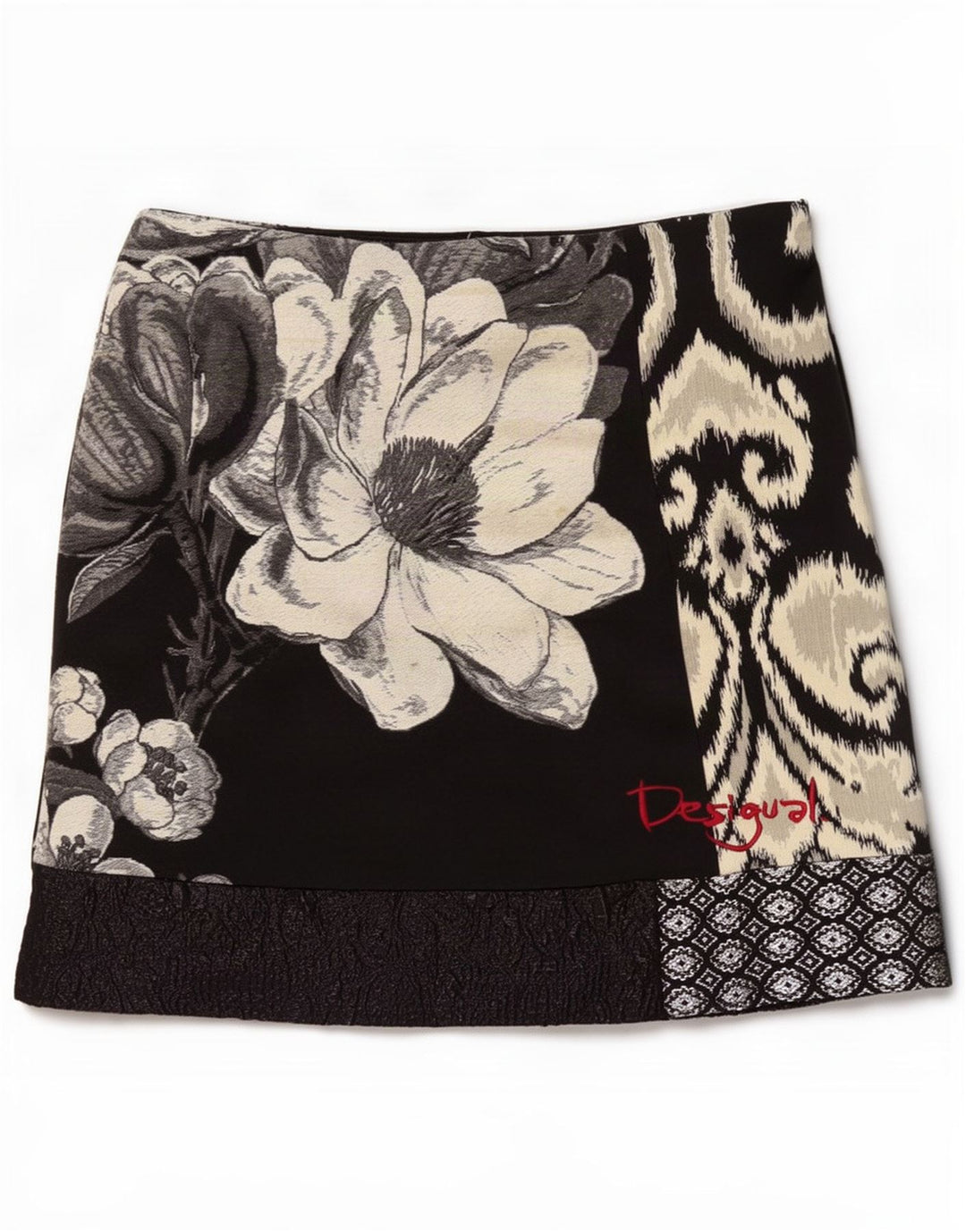 Fusta mini cu grafica Desigual pentru femei EU 40 Medium W32 Poliester floral negru
