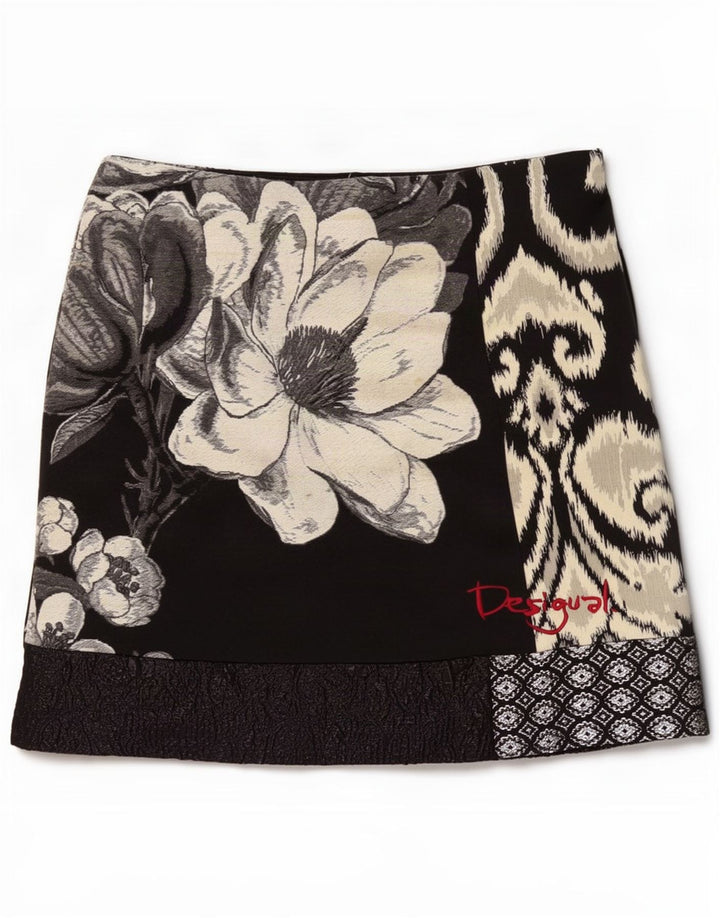 Fusta mini cu grafica Desigual pentru femei EU 40 Medium W32 Poliester floral negru