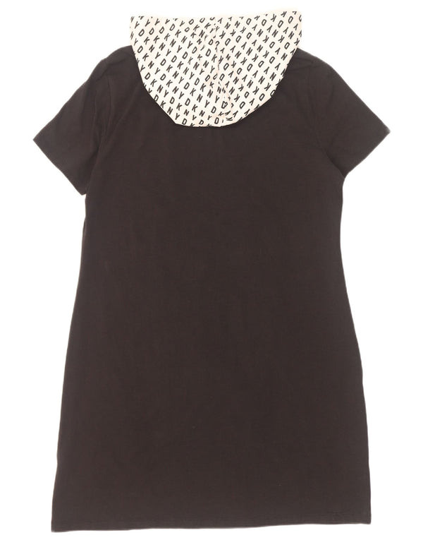 Rochie tricou cu glugă Dkny pentru femei UK 18 XL, bumbac color bloc negru