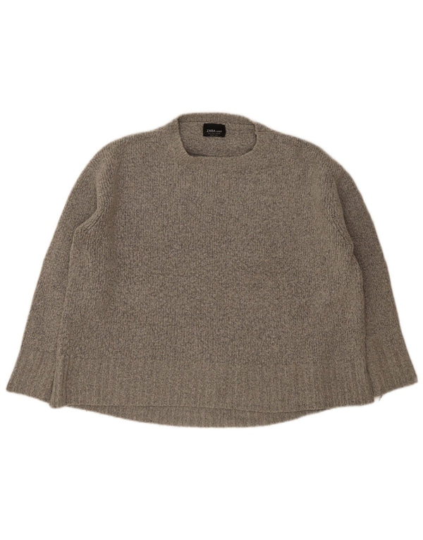 Pulover supradimensionat pentru femei Zara, cu gâtul turn, UK 10, mic, gri acrilic