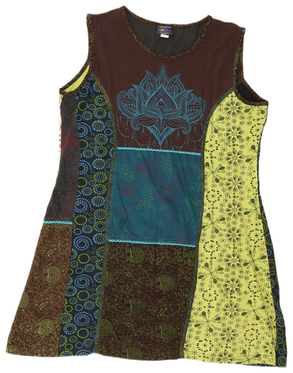 Rochie A-Line fără mâneci de epocă pentru femei UK 20 2XL, multicoloră, mozaic