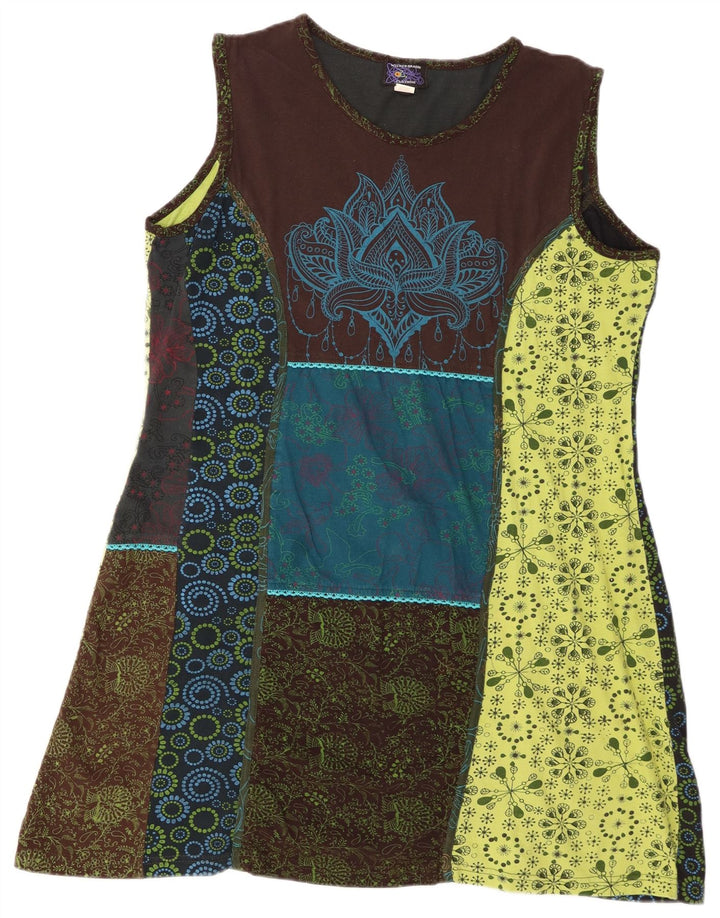 Rochie A-Line fără mâneci de epocă pentru femei UK 20 2XL, multicoloră, mozaic