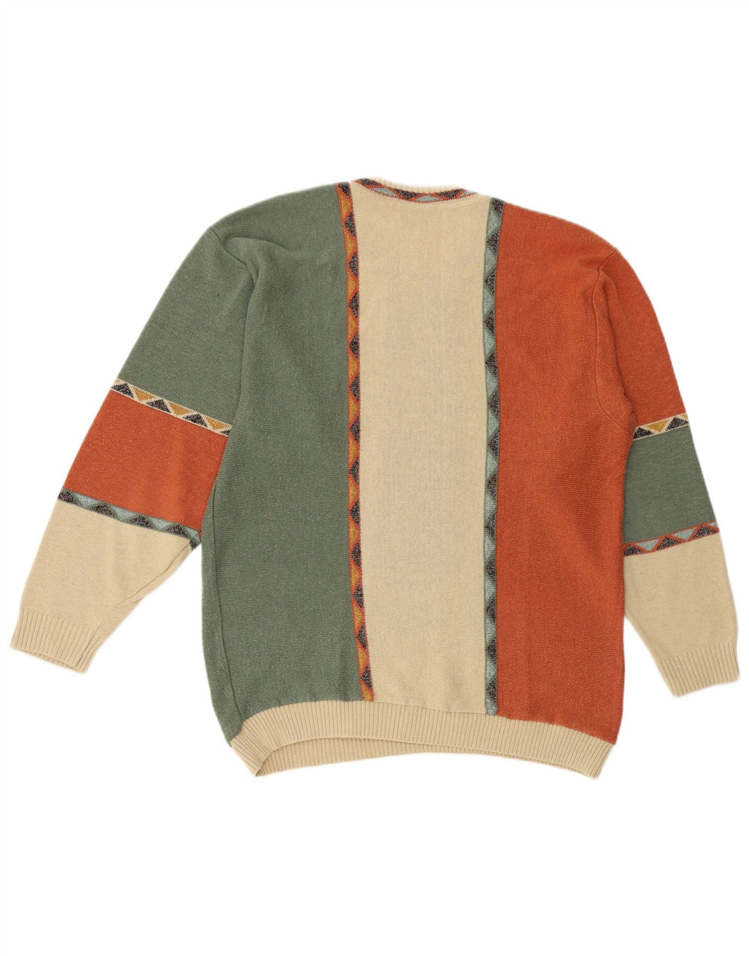 BERTO LUCCI Pulover pentru bărbați cu gât crew pulover mare, multicolor, geometric