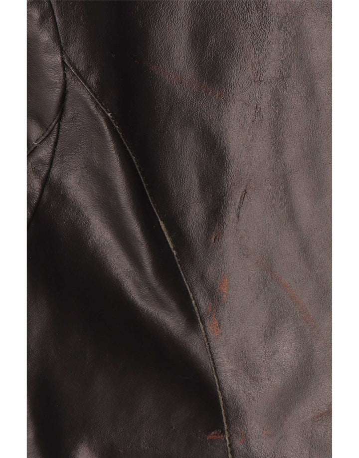 Palton de piele VINTAGE pentru femei UK 14 Piele neagră medie