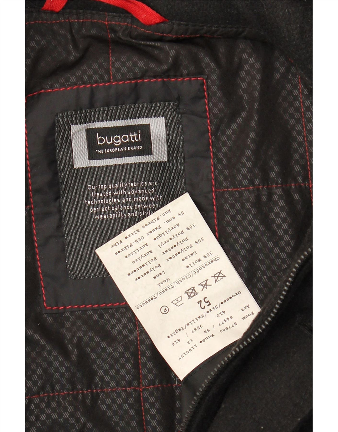 Haina de vânt pentru bărbați Bugatti IT 52 XL Lână neagră