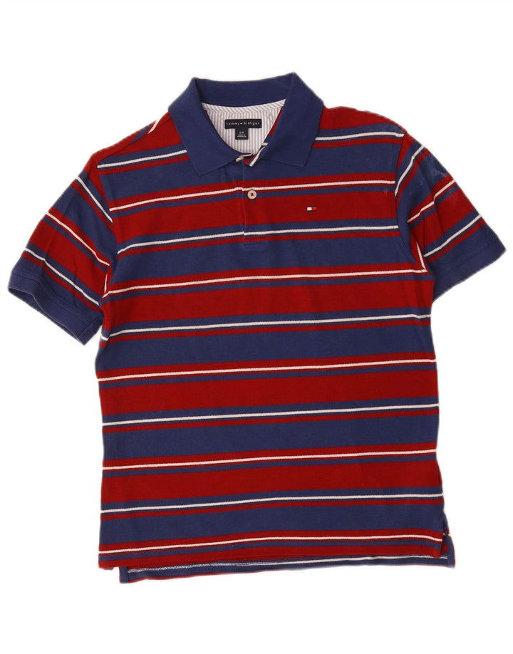 Tricou polo Tommy Hilfiger pentru bărbați, bumbac cu dungi roșii mici