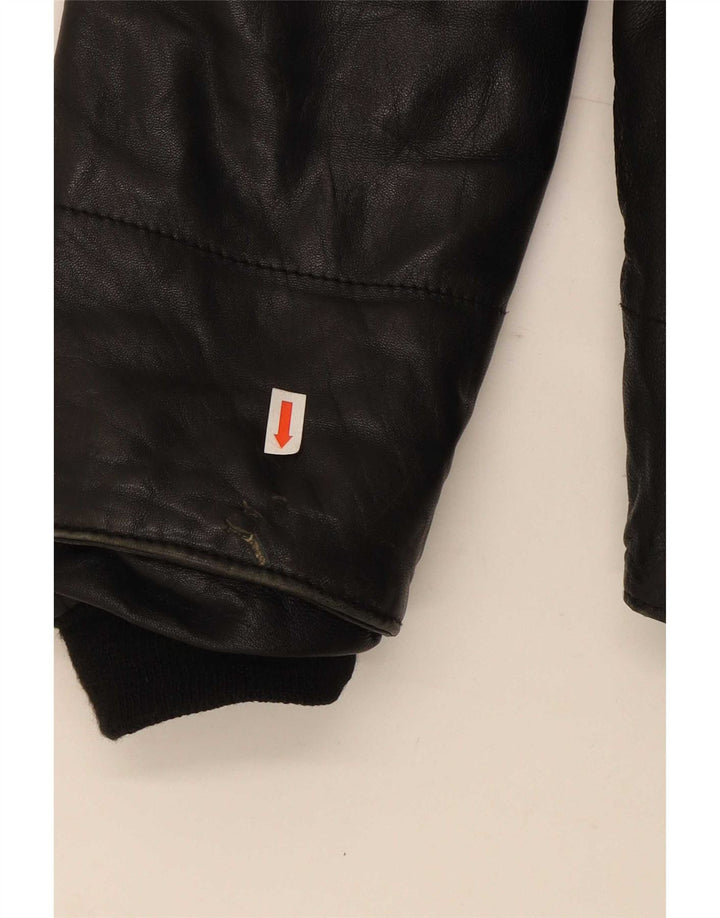 Jachetă de piele cu glugă Pellitalia pentru femei UK 14 Medium Black