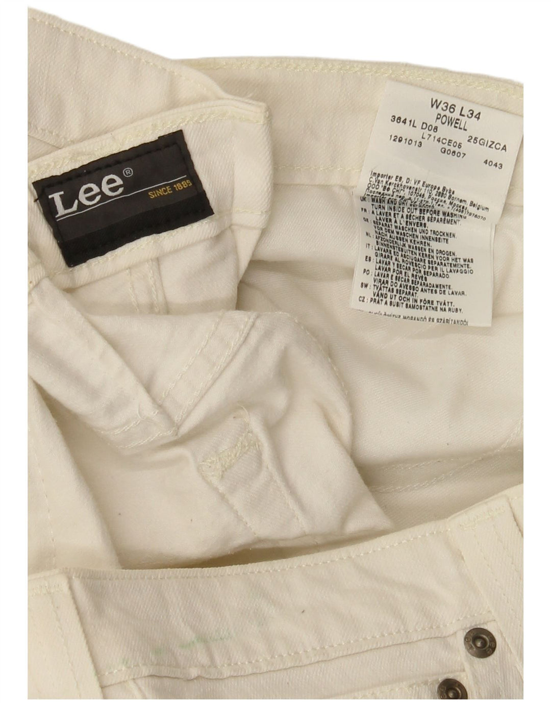 Blugi Lee Powell pentru femei W36 L33, bumbac alb