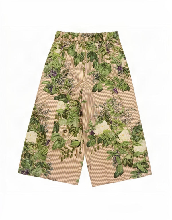 Zara Womens Wide Leg Capri Trousers Small W26 L22 Beige Floral