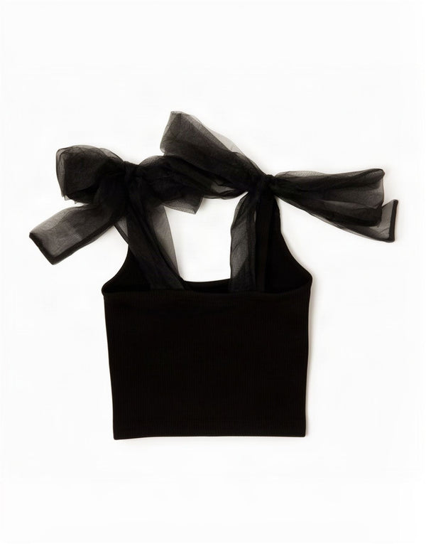 Top crop pentru femei Zara UK 12, bumbac mediu negru