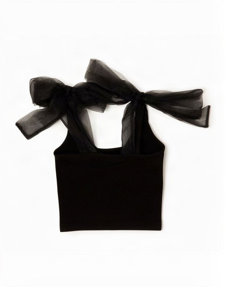 Top crop pentru femei Zara UK 12, bumbac mediu negru
