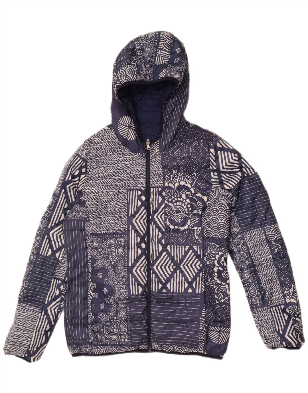 Jachetă căptușită cu glugă Champion, pentru femei, IT 46 mare, albastru marine, mozaic