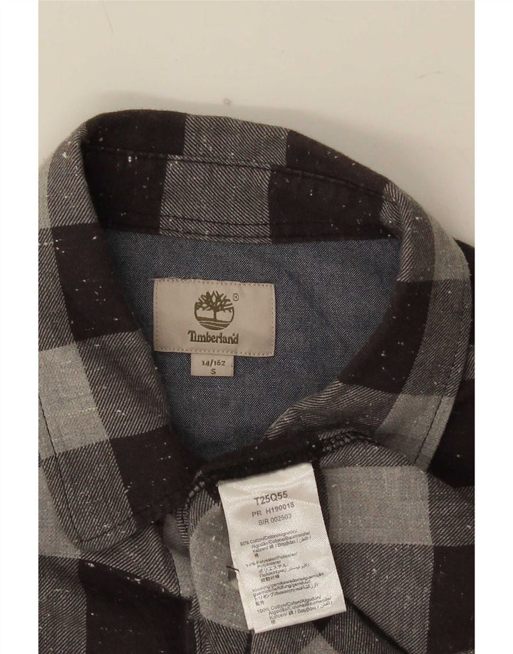 Cămașă de flanel pentru băieți Timberland 13-14 ani mic, gri, bumbac vichy