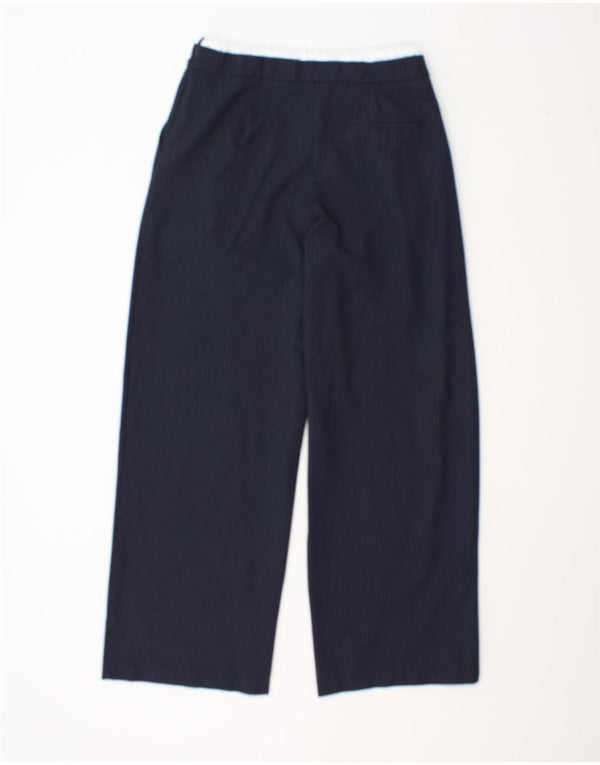 Pantaloni largi cu talie înaltă Zara pentru femei Mici L27 L29 Bleumarin în dungi