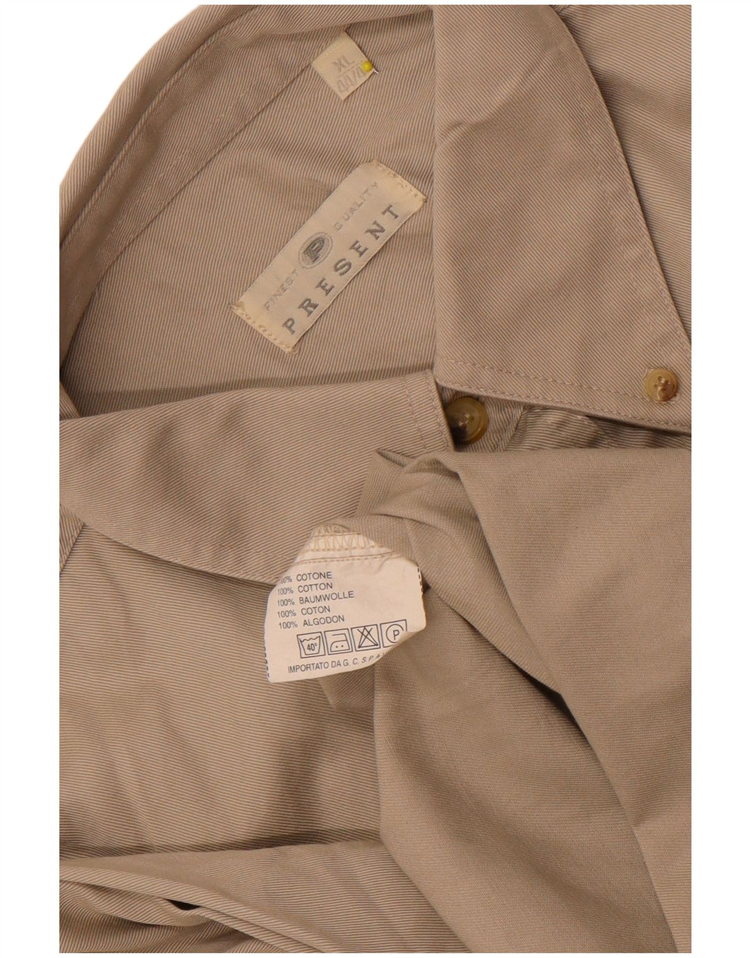 Cămașă Vintage Bărbați Mărimea 44/46 XL Bumbac Bej