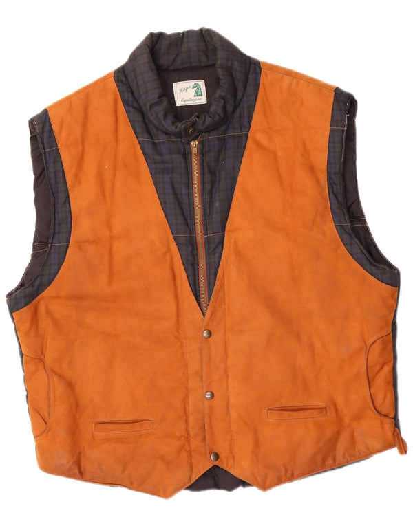Gilet căptușit vintage pentru bărbați UK 42 XL Bej Check