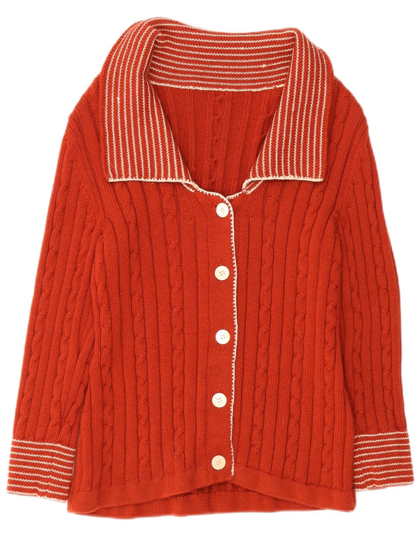 Pulover Cardigan Vintage pentru Damă UK 10 Mici, Roșu, dungi