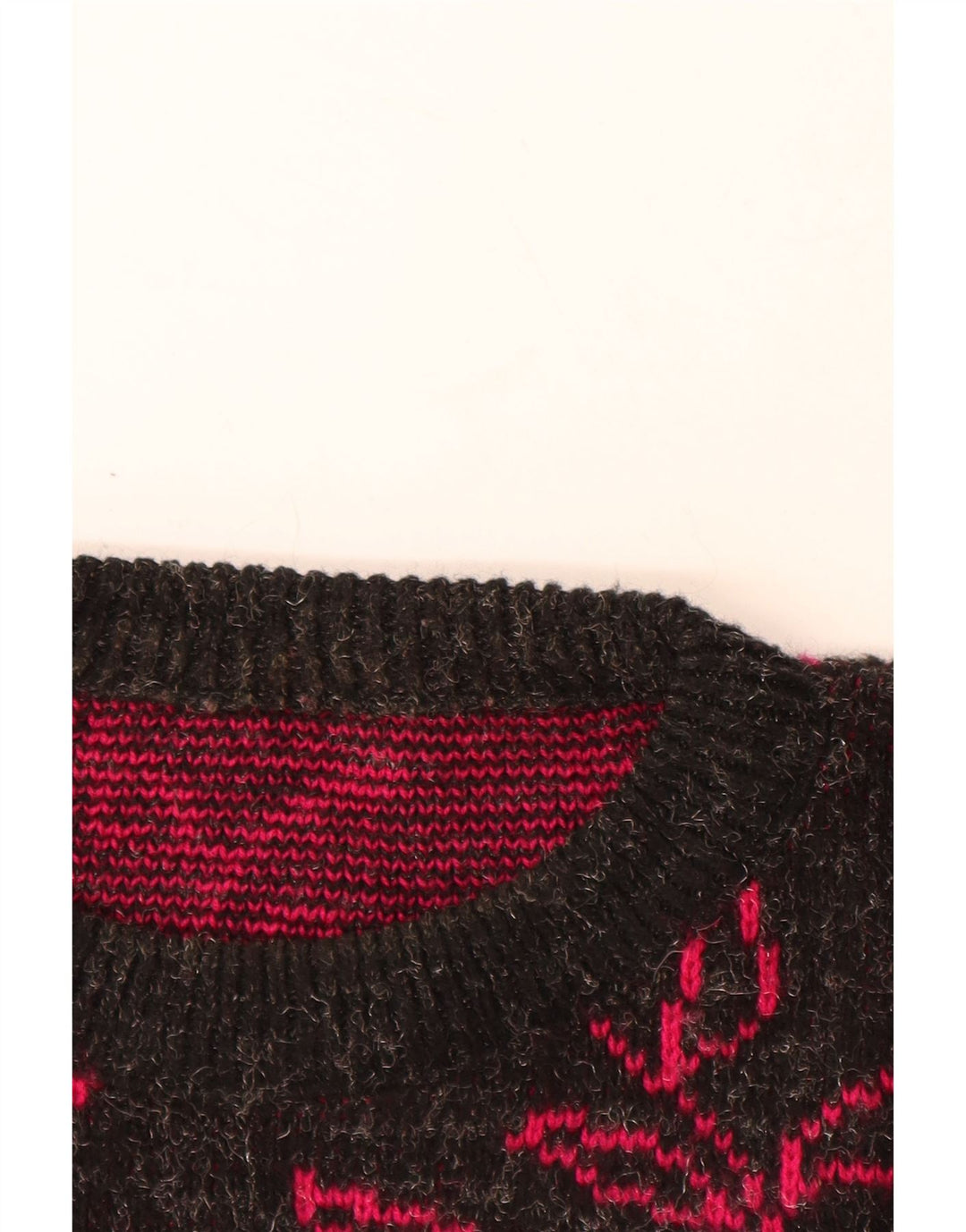 Pulover VINTAGE pentru femei cu gât de barcă UK 20 2XL Negru Floral Acrilic