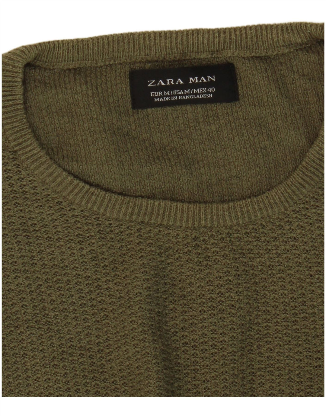 Pulover pentru bărbați Zara, cu gât crew, kaki mediu