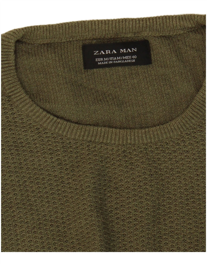 Pulover pentru bărbați Zara, cu gât crew, kaki mediu