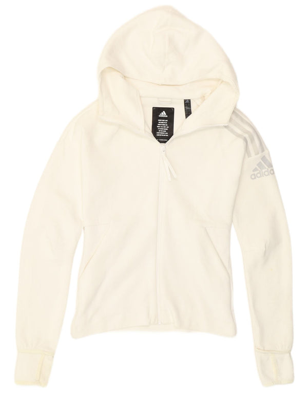 Pulover Adidas pentru femei cu fermoar, UK 4/6 XS, bumbac alb
