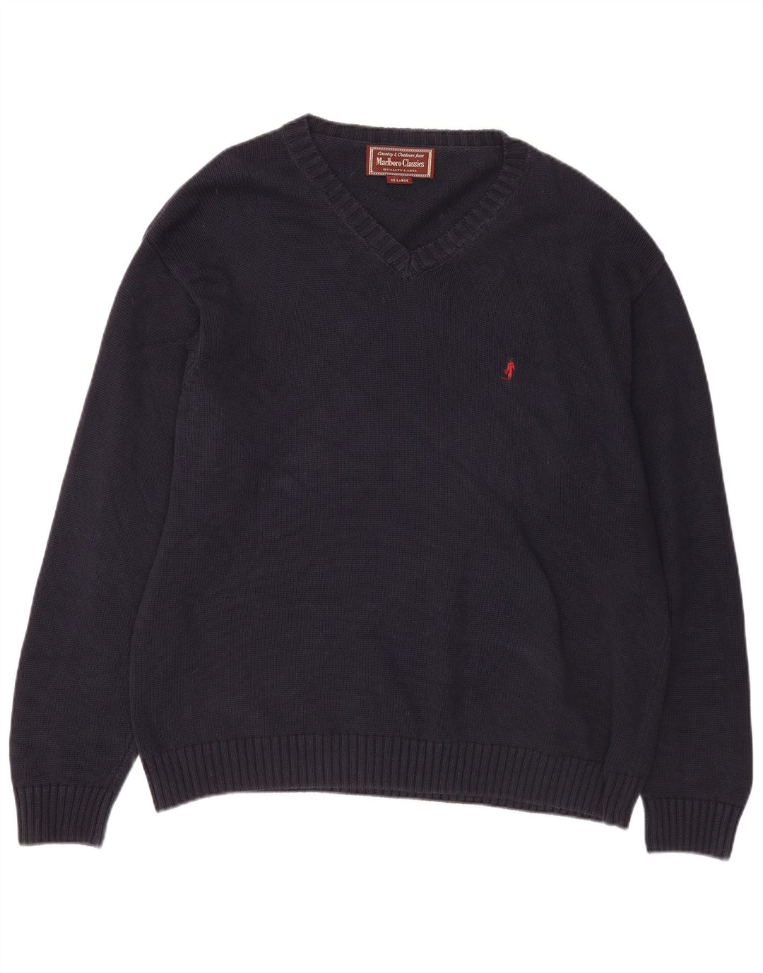 Pulover cu decolteu în V Marlboro Classics pentru bărbați, 2XL, bleumarin